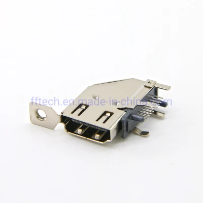 Venta caliente DIP horizontal tipo orificio pasante conector receptáculo HDMI HDMI 2.0 con brida